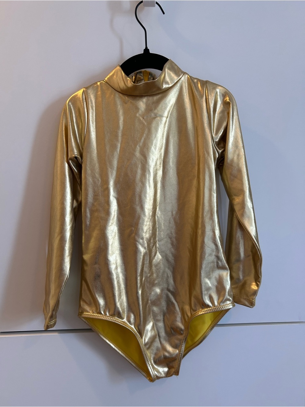 Metallic Gold Long-Sleeve Dance Leotard - Adult Small